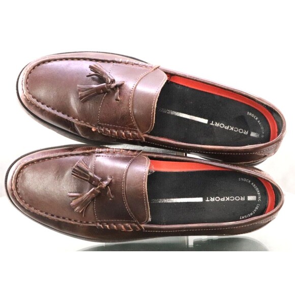 Rockport Men\'s Walking Casual Tassel Loafers Shoes Size 11.5 Leather Brown